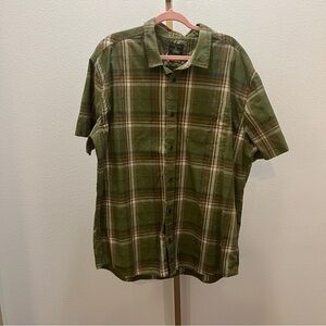 Prana Benton Plaid Green Iguana Button Down Shirt XXL